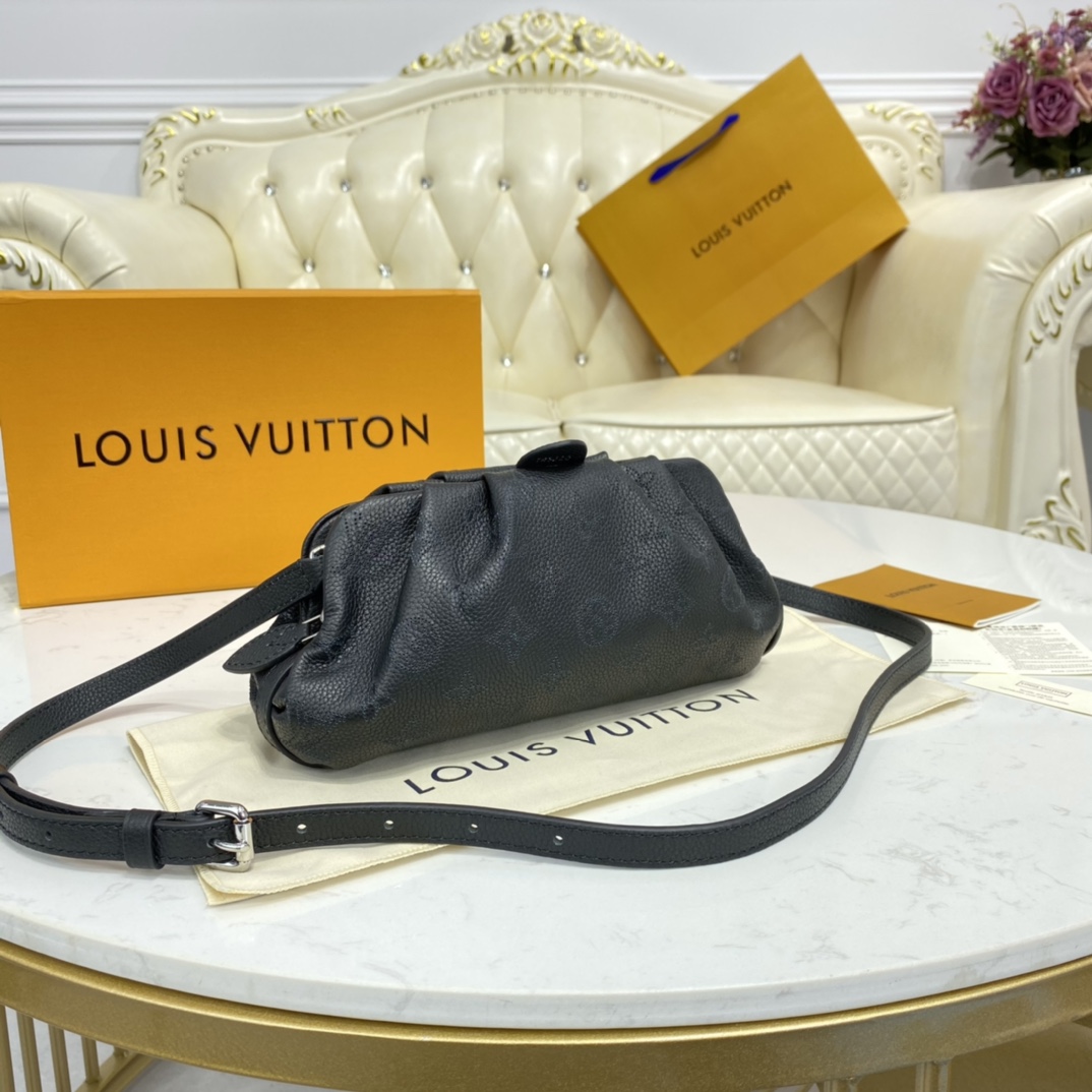 Louis Vuitton SCALA MINI POUCH Handbag Monogram Mahina M80093 Black